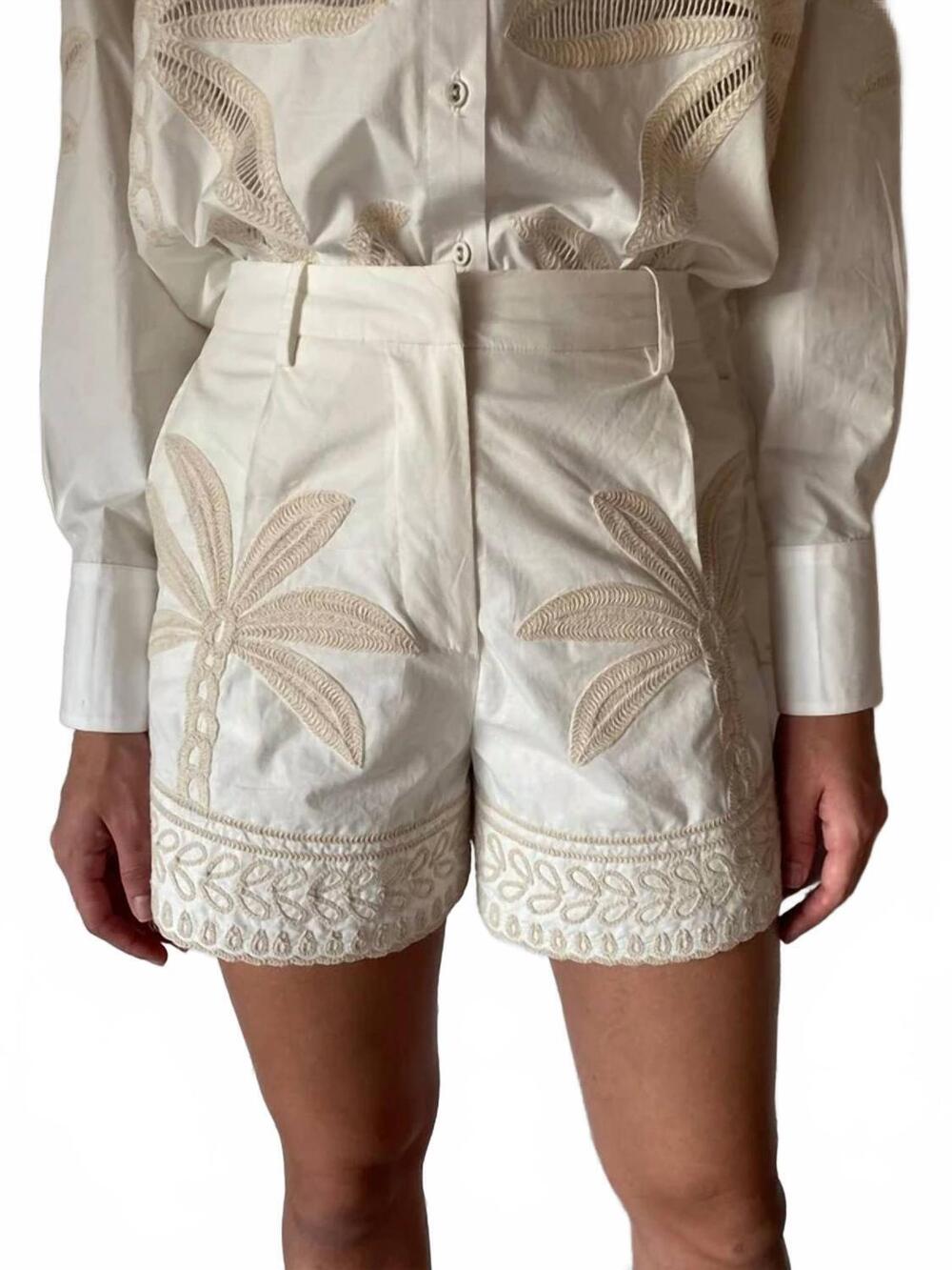 NEW HEMANT & NANDITA buckle belt shorts in white